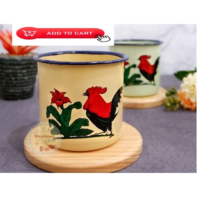 Mug cangkir Ayam Jago 7cm Enamel Gelas Karakter blek seng jadul