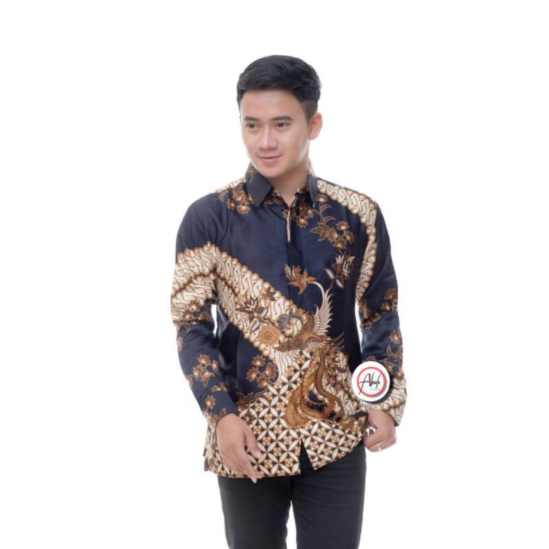 KEMEJA BATIK PRIA LENGAN PANJANG KEMEJA BATIK PEKALONGAN PREMIUM SEMI SUTRA SILKY WARNA MERAH MARUN 