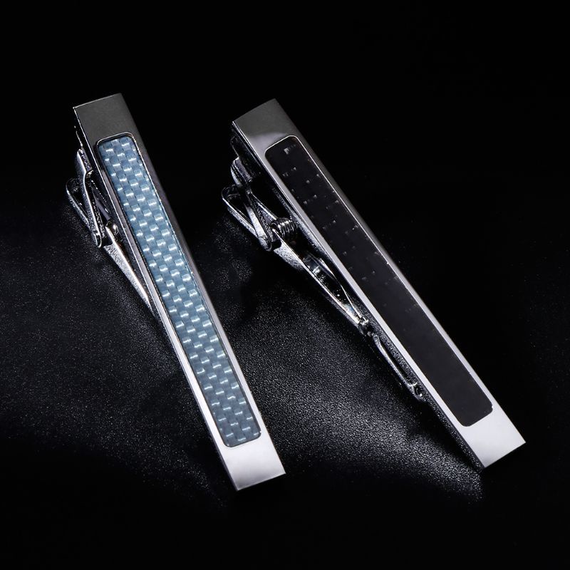 Siy 2pcs / Set Klip Dasi Bahan Carbon Fiber Gaya Klasik Untuk Pria