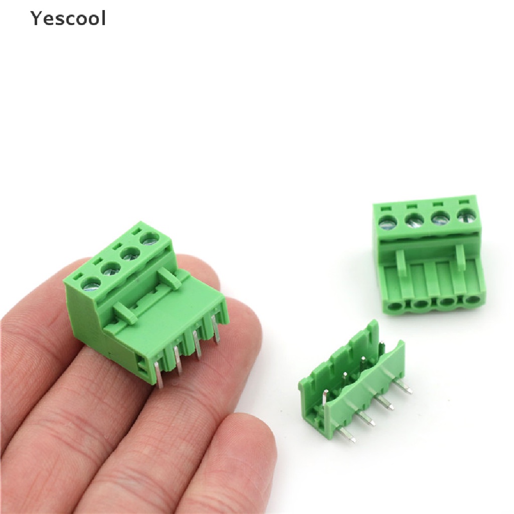 Yescool 20pcs Blok Terminal Konektor PCB Plug-in 4Pin Pitch 5.08mm