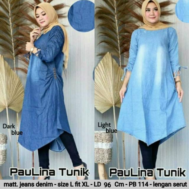 Paulina Tunik . Tunik Jeans Denim Murah