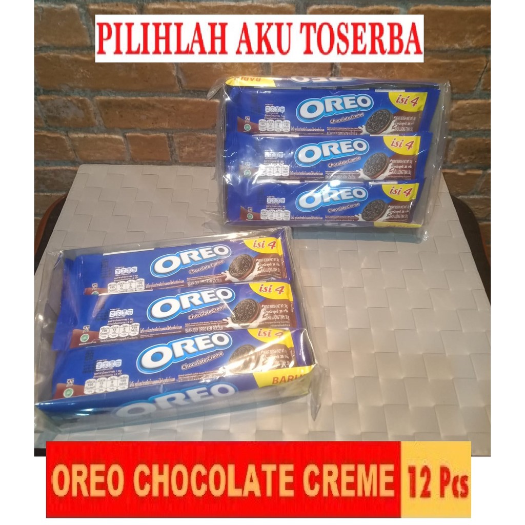 Biskuit Oreo Chocolate Creme / Cokelat Krim 12 x 38 gr ( HARGA PER BOX )