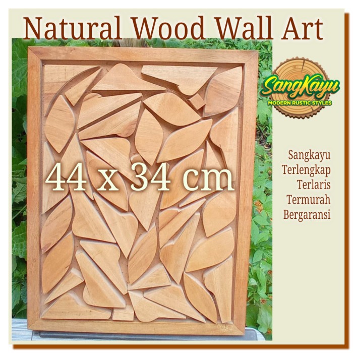 Tree Slice Wall Art 44x34cm hiasan dinding kayu alami bukan wallpaper