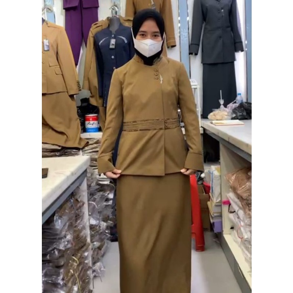 Seragam Princessfa / Seragam PNS / Seragam Pemda / Baju Pemda / Baju Pemda Wanita / Baju Keki Tua / Baju khaki tua / Seragam PNS keki tua / Seragam Khaki Tua / Khaki Tua Rok A / Baju PNS ASN / Baju Kerja / Baju PDH Pemda / Baju Guru