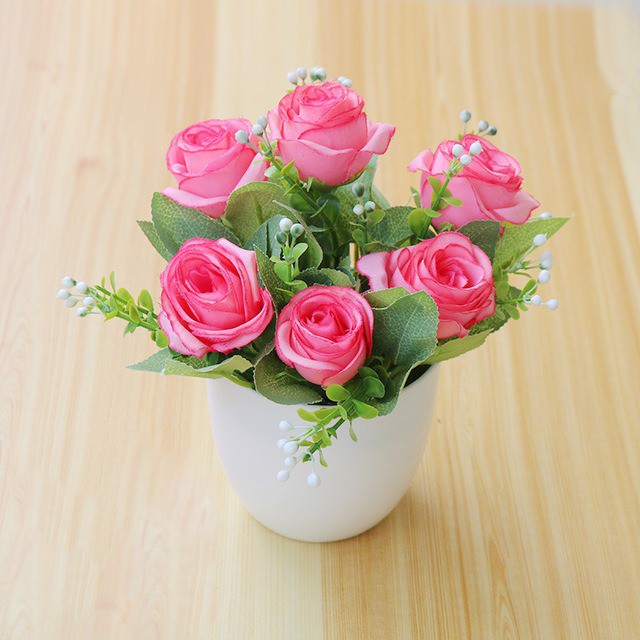 COD BUNGA PLASTIK BUNGA PAJANGAN IMITASI BUNGA ARTIFISIAL BUNGA MAWAR TANAMAN HIAS PLASTIK BP8809-ROSE