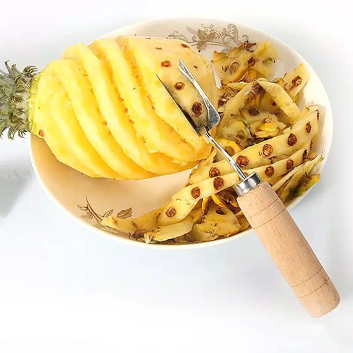 Pisau Nanas Pemotong Mata + PEGANGAN Holder - Pineapple Eye Core Cutter Stainless Steel Besi