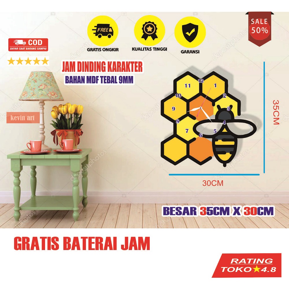 JAM DINDING UNIK MINIMALIS KARAKTER HEWAN LEBAH LUCU GAMBAR MOTIF AESTHETIC MURAH TEMPEL TEMBOK DEKORASI DINDING CUSTOM BESAR MEWAH MODERN CANTIK WALL DECOR DINGDING KAMAR TIDUR ANAK IMUT MANIS DISKON PROMO TERLARIS