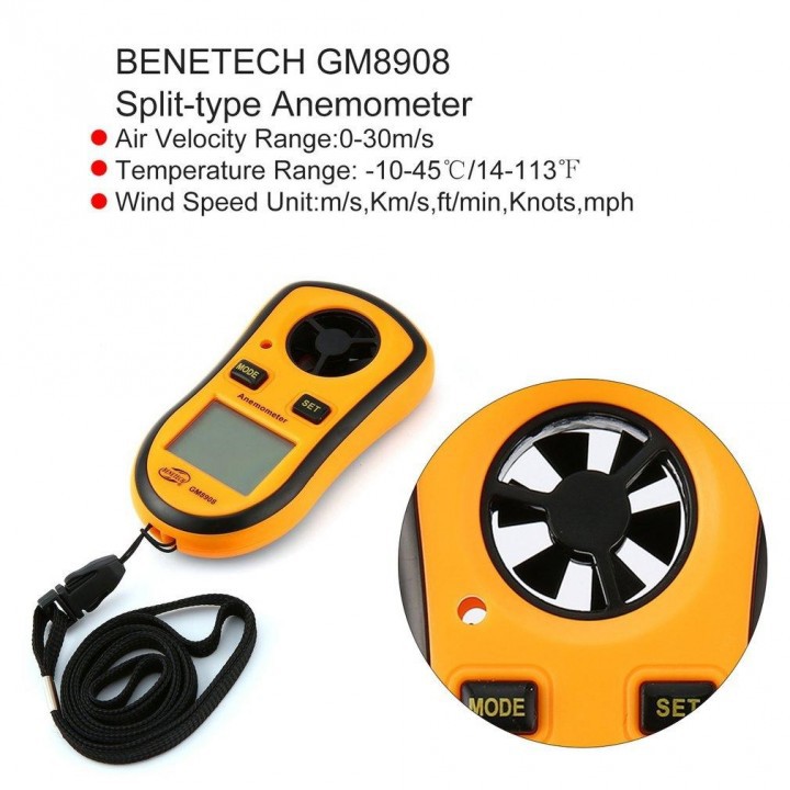 GM8908 Digital Wind Speed Anemometer - Alat Ukur Kecepatan Angin