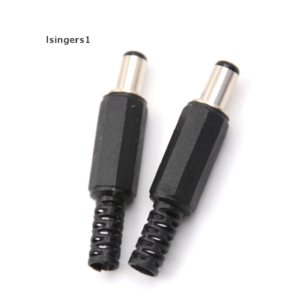 (lsingers1) 10pcs Konektor Jack Power DC 2.1mm x 5.5mm Male Cover Plastik Hitam