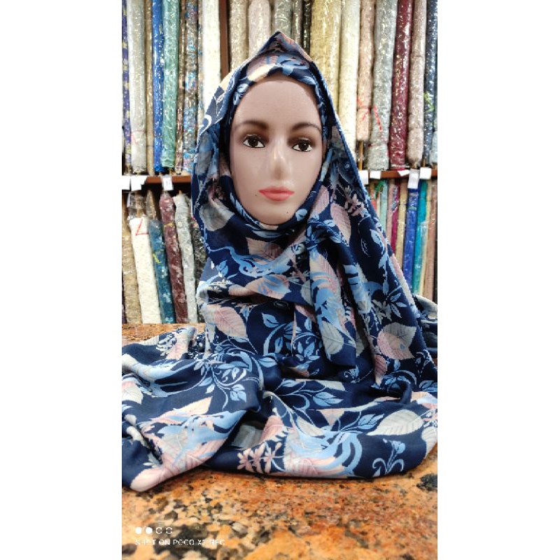 Kain Soft Voal Motif Biru Monalisa