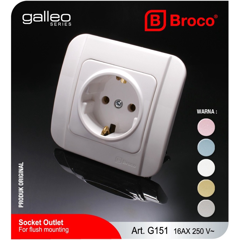 Broco Stop Kontak Galleo G151 Warna Snow White