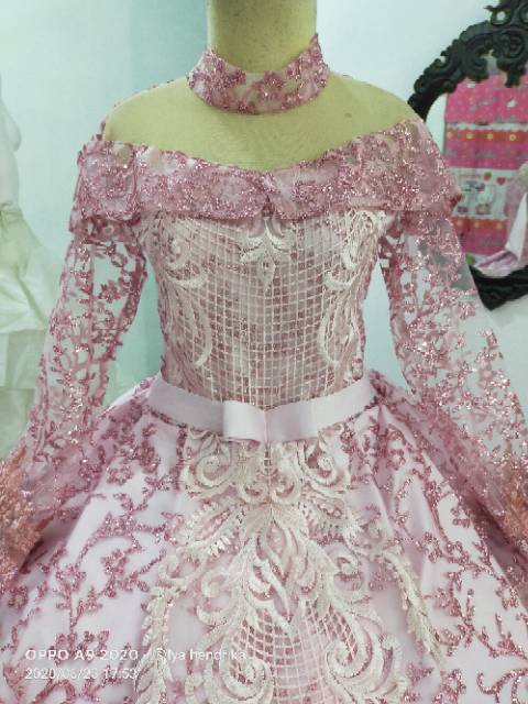 Gaun pengantin candy pink muat petticoat ring 8