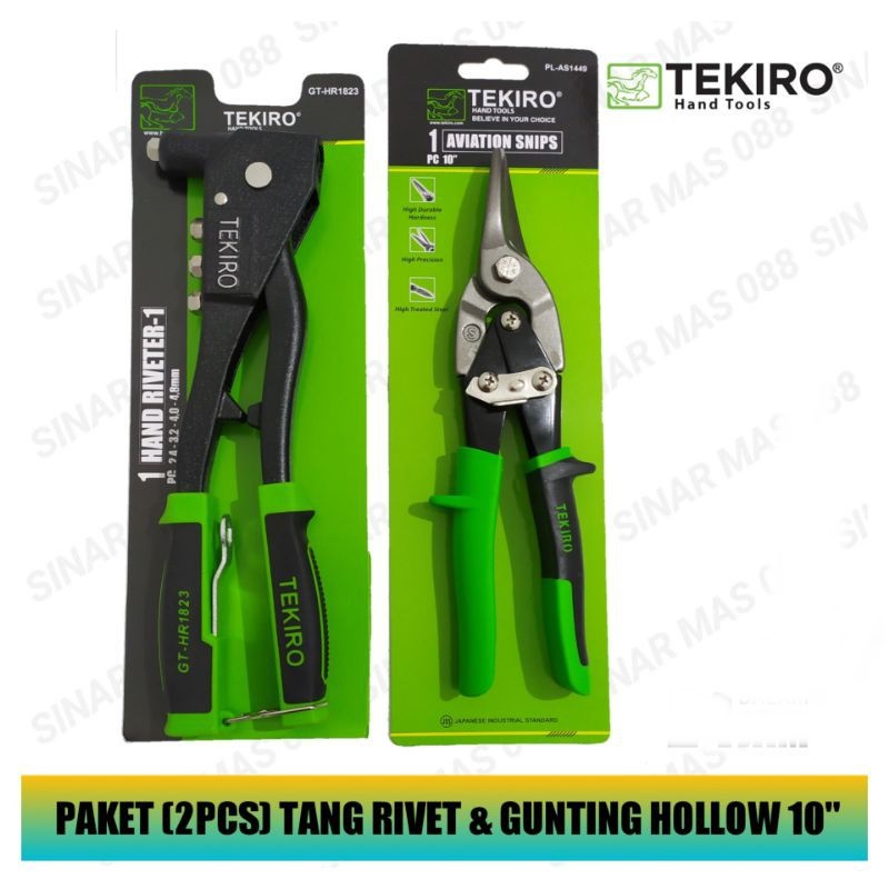 TEKIRO TANG RIVET DAN TEKIRO GUNTING SENG/GUNTING BAJA RINGAN (PAKET 2 IN 1)