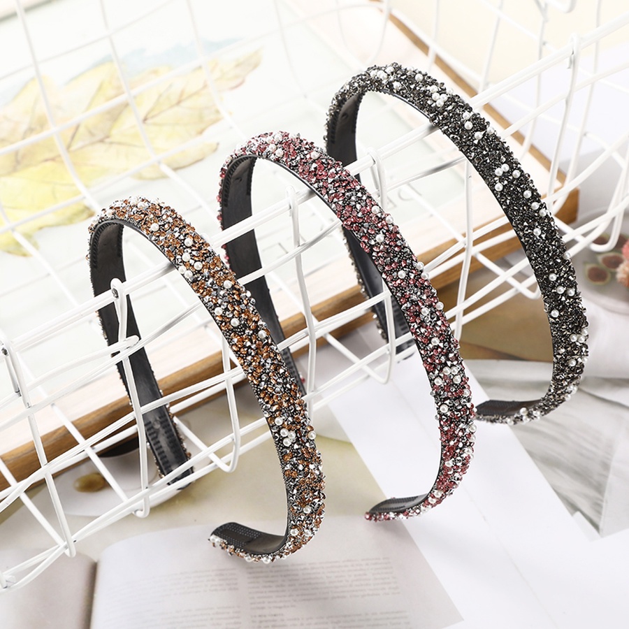 Korean Pearl Rhinestone ThinHeadband Crystal Plastic Hair Band For Woman Hair Accessories