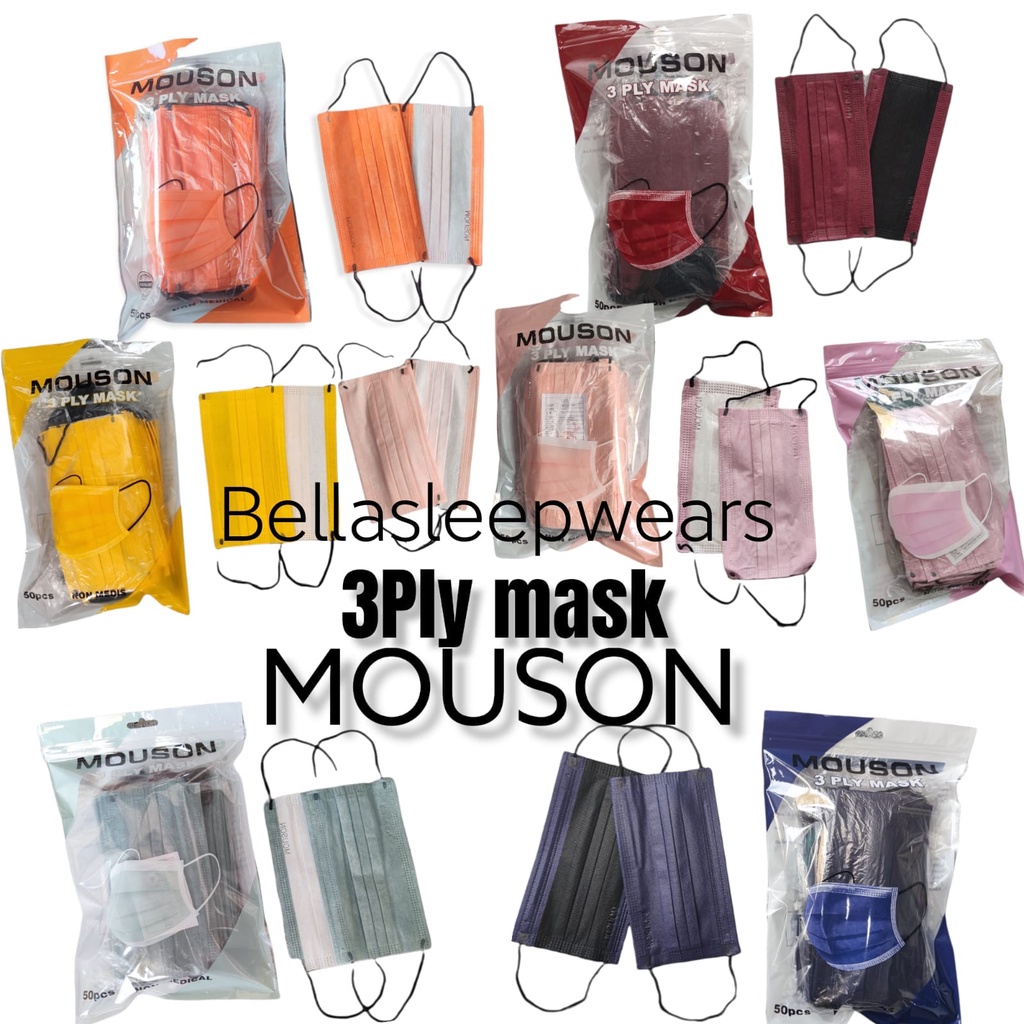 MOUSON EMBOS POUCH 50PC - MASKER 3PLY MOUSON SATCHET ZIP COLORBLOCK MEDICAL GRADE