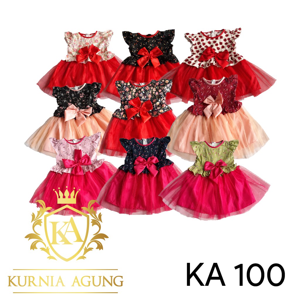 Baju Bayi Perempuan Gaun Balita Dress Bayi 0- 18 bulan Dress Princess Ulang Tahun Pesta Murah KA100