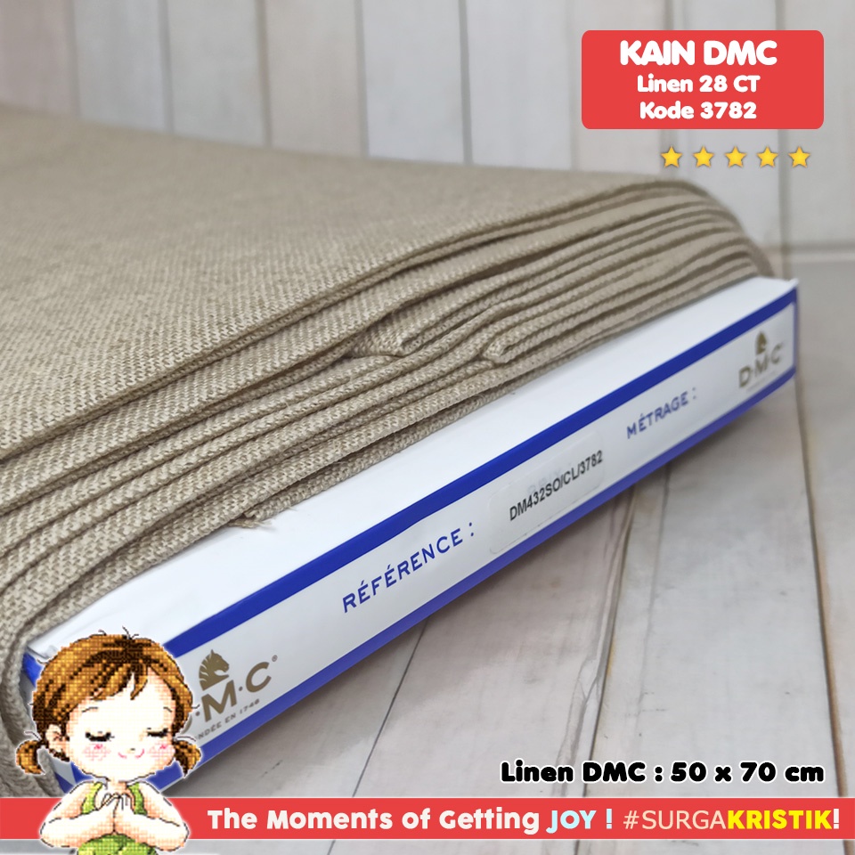 Kain Sulam Kristik Strimin Linen DMC 28ct DM432SO 3782 Natural Rustic