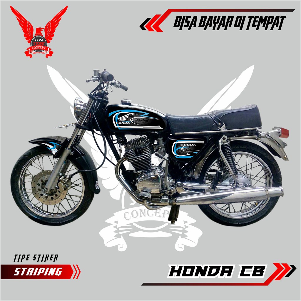 Striping Cb 100 Sticker aksesoris otomotif motor Cb Strip Bunga concept kekinian