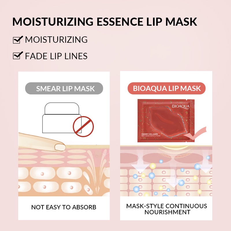 Lips mask masker bibir BIOAQUA lip mask Cherry collagen Moisturizing Essence Lip Mask 6g pcs masker perawatan bibir Original BPOM