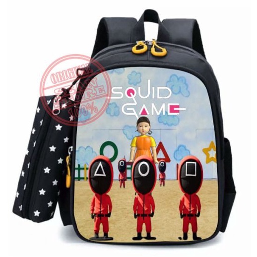 -XS- PREMIUM  Tas Ransel Anak SQUID GAME BONEKA GAMiNG Viral 2in1 Tas Sekolah SD TK Paud Laki Laki P