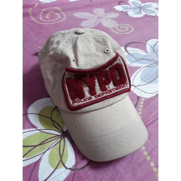 Topi NYPD New York Police Dept Coklat Muda Cream