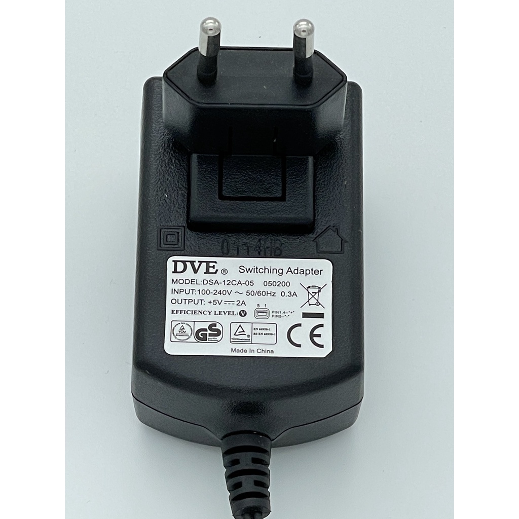 SWITCHING POWER ADAPTOR DVE ORIGINAL 5V 2A adaptor JACK MINI USB MUSIK BOX MP3 MP4 player