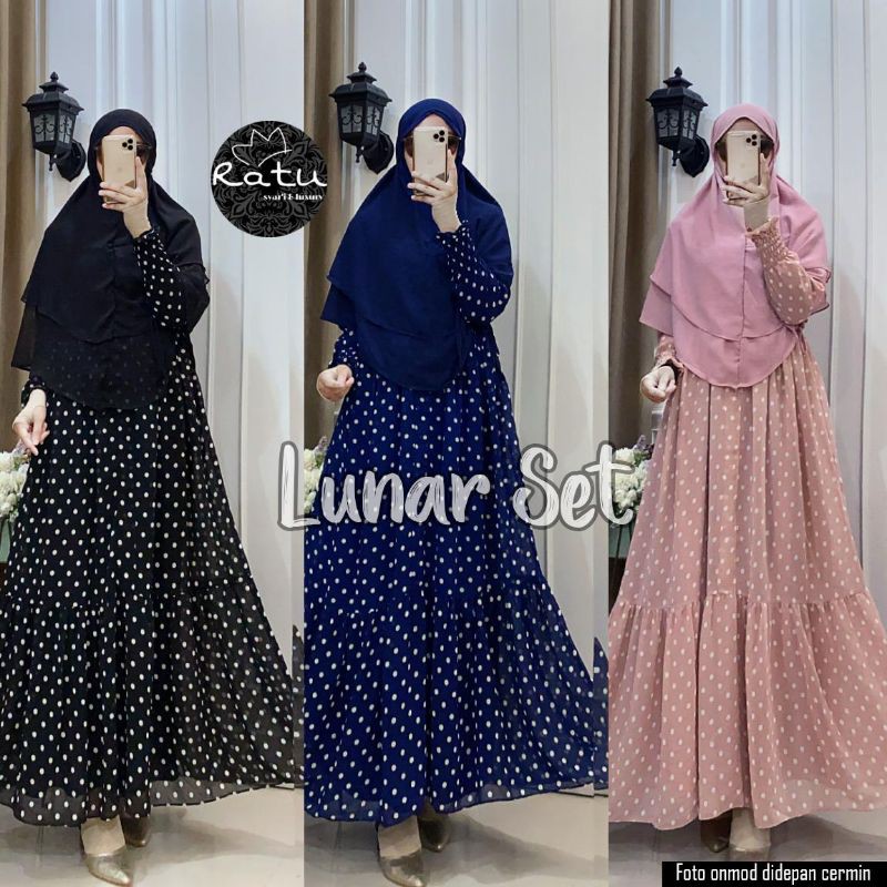 Gamis set hijab lunar syari ori ratu