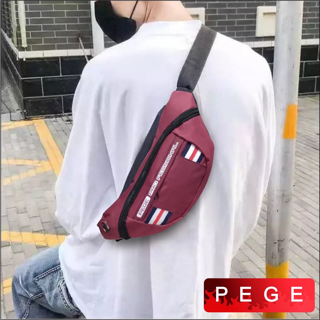 Tas Selempang Bahu Pria PEGE Tas Slempang Waistbag Simpel Kasual - PG 8897