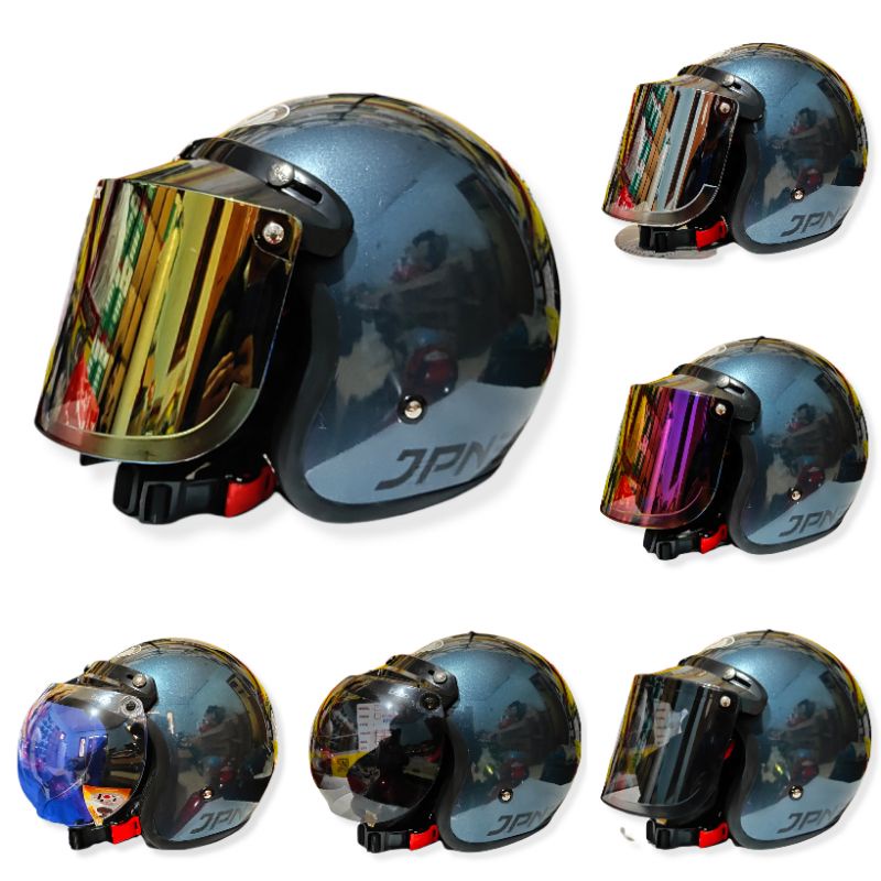 HELM JPN RETRO ABU/ALL GREY GLOSSY - HELM ORIGINAL JPN