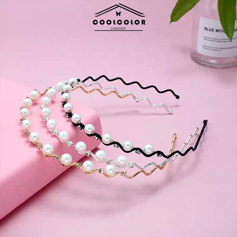 COD Mutiara Jepit Rambut  Bando Berlian Gaya Korea Wanita Headband Aksesoris Rambut- cl