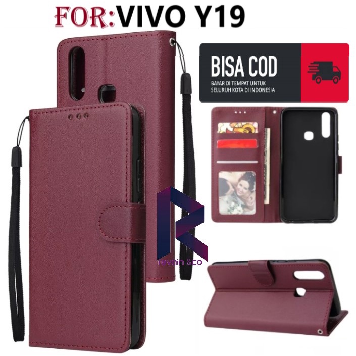 FLIP COVER VIVO Y19 CASING DOMPET FLIP WALLET LEATHER KULIT PREMIUM SARUNG BUKA TUTUP FLIP CASE VIVO Y19