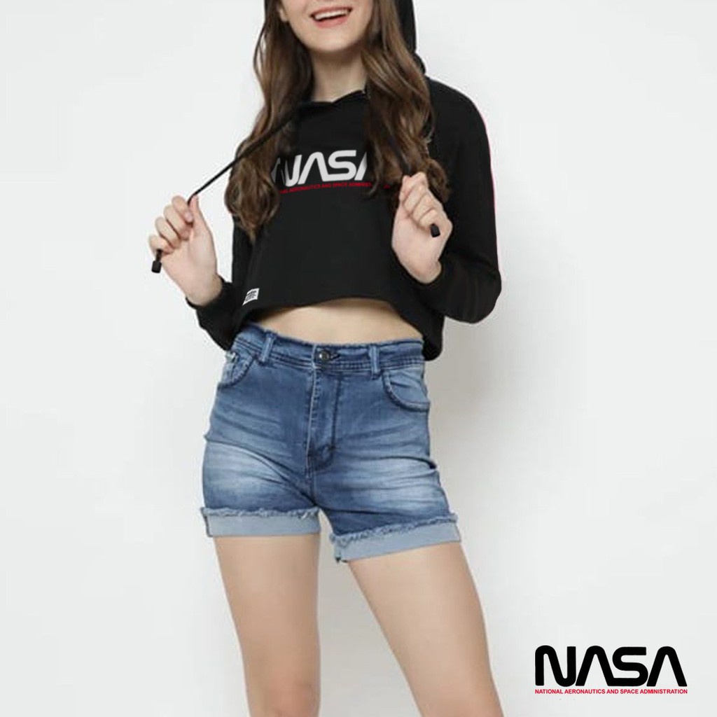 Hoodie Crop NASA / Sweater Crop Top Wanita