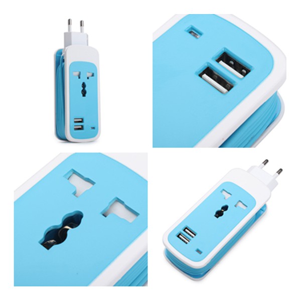 COD Stop Kontak Colokan Listrik Portabel Dengan 2 USB Port