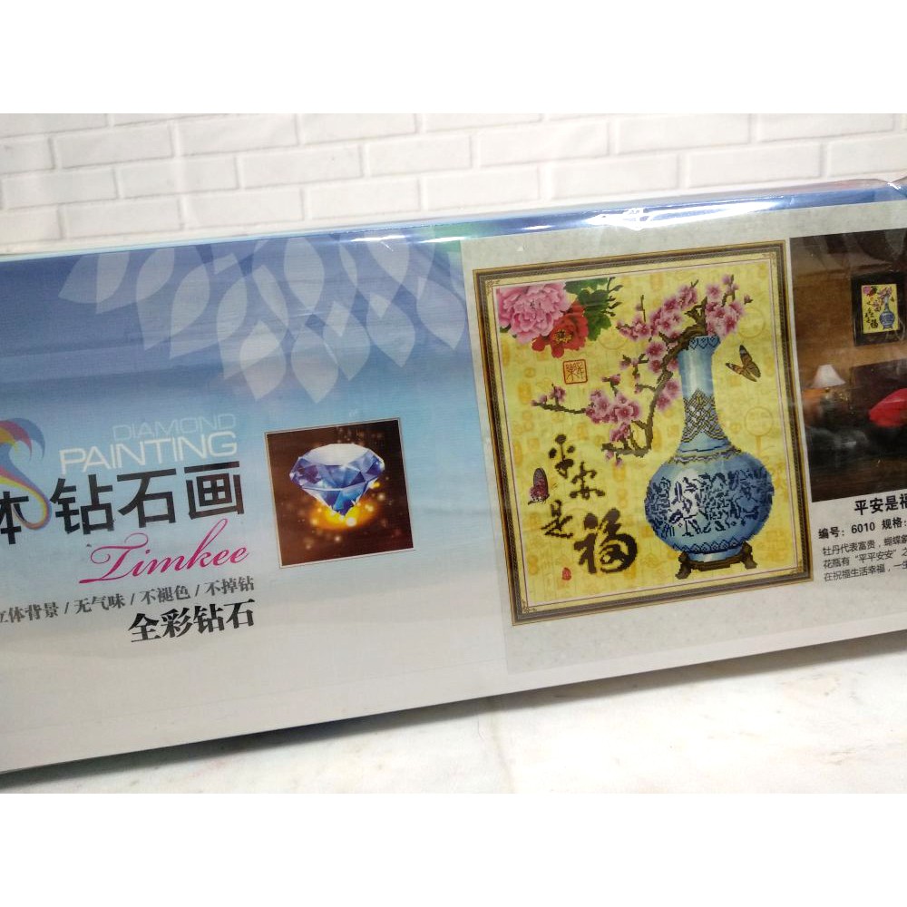 Paket DIY Craft Diamond Painting Y6010 Vas Bunga Sakura Cherry Blossom