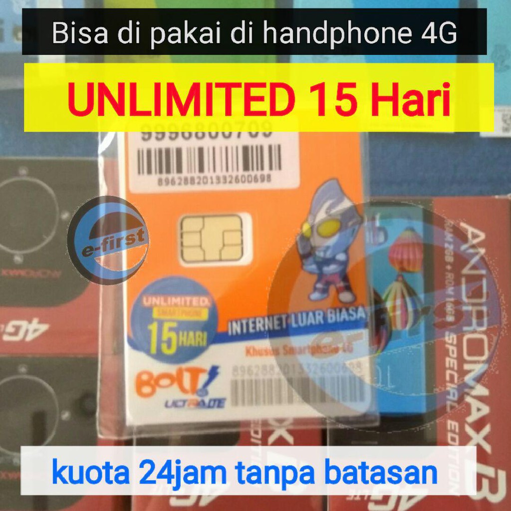 kartu perdana internet bolt kuota data unlimited 15 hari 24jam /alternatif tri cinta 70gb im 3 52 gb