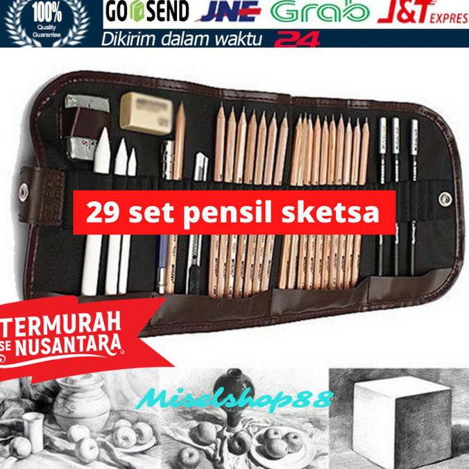 

PERALATAN MELUKIS SET 29 PENSIL SEKTSA GAMBAR SKETCH DRAWING PENCIL FREE POUCH EXCLUSIVE ALAT LUKIS