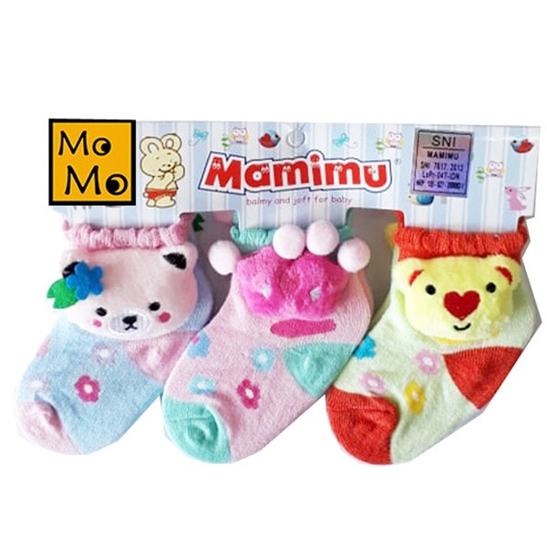 Promo !! 3 PCS KAOS KAKI BONEKA MAMIMU -  KAOS KAKI BONEKA MAMIMU ISI 3PCS