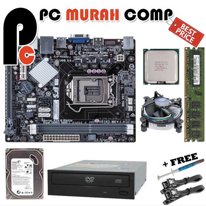 Paket Hemat Lengkap Motherboard LGA 1150 H81 dengan processor G1840