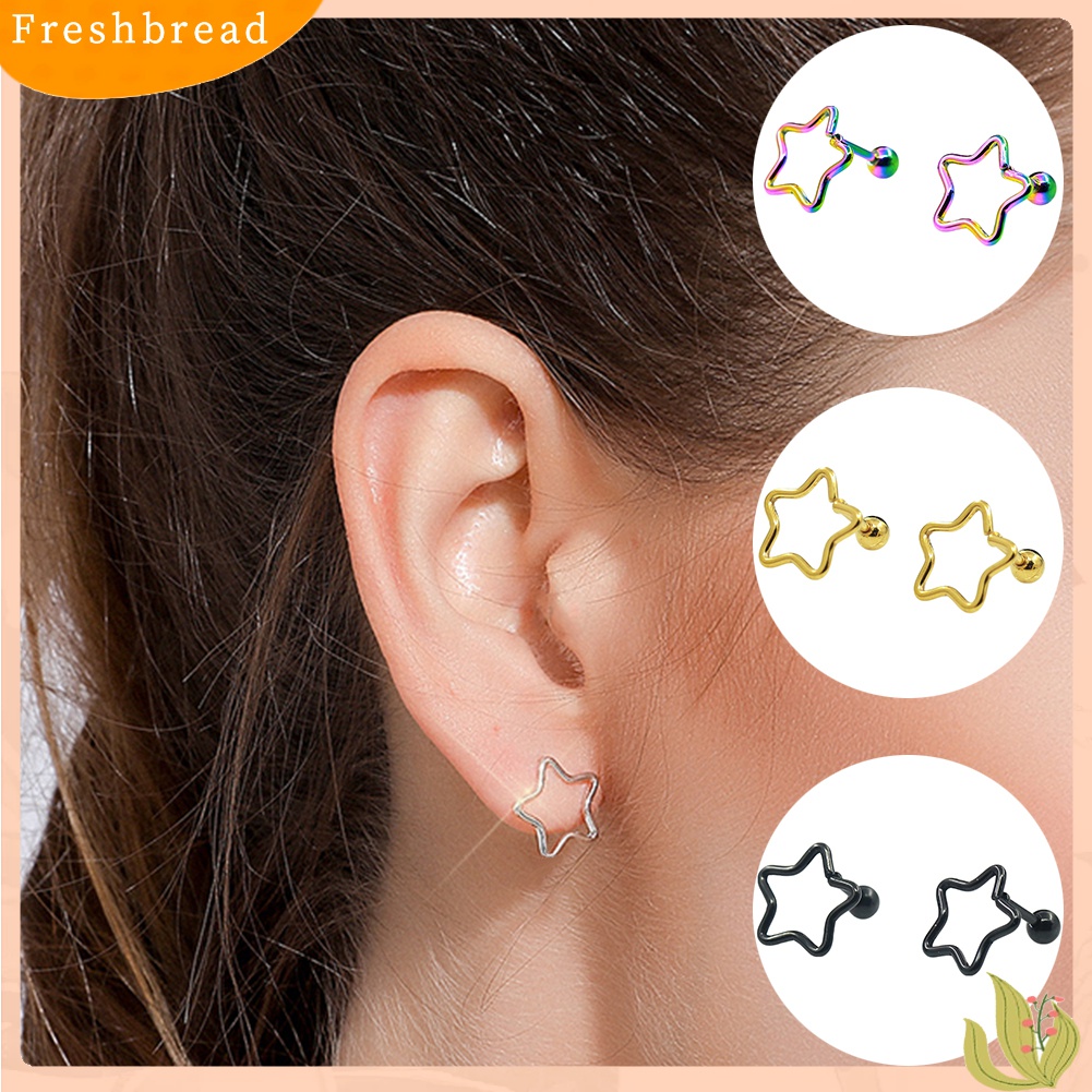 [Fresh] Anting Tindik / Piercing Hidung / Telinga Desain Bintang Bahan Stainless Steel untuk Wanita