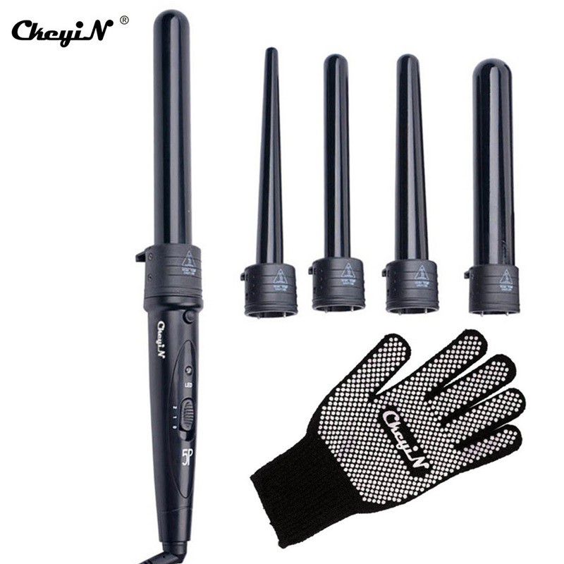 

Ckeyin 5 in 1 Ceramic Layer Curling Iron 100-240V Tongkat Pelurus Rambut