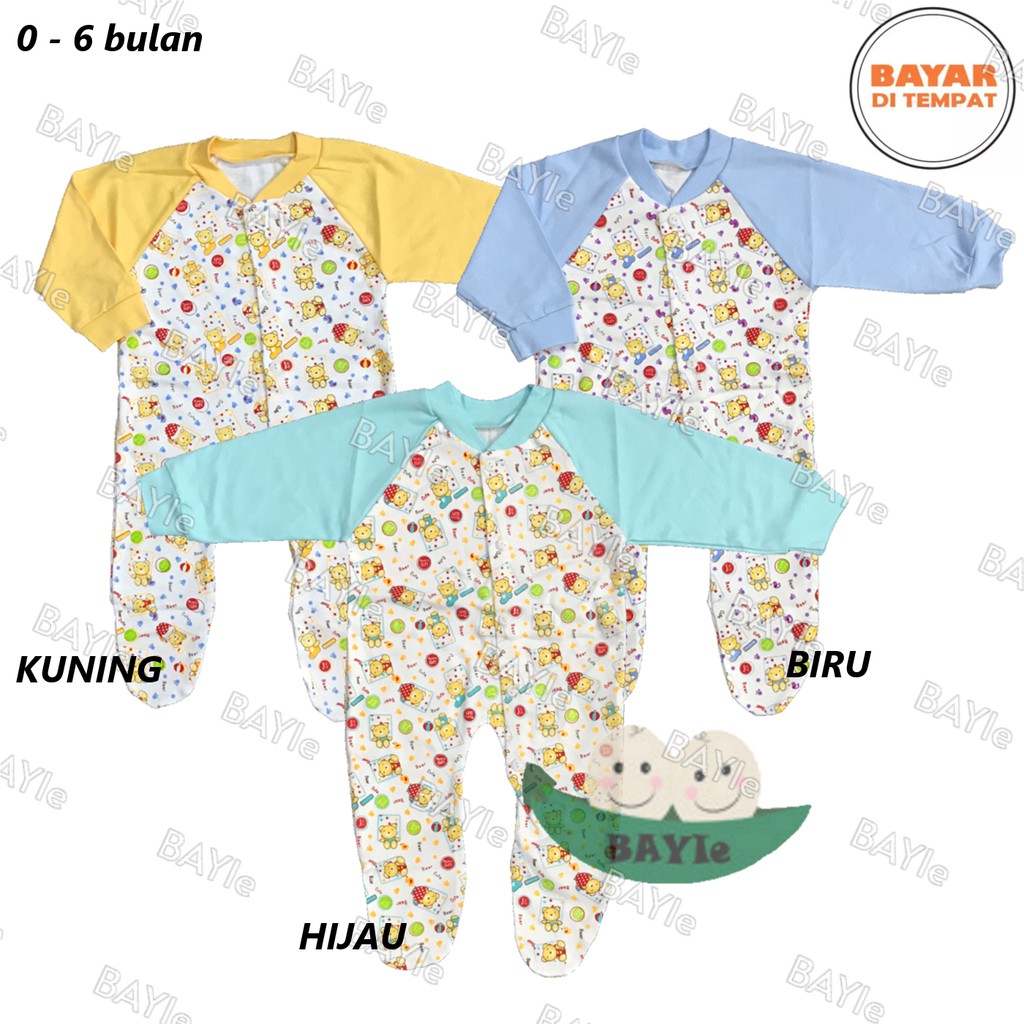 BAYIe - Baju Bayi model Jumper/Jumsuit/Sleepsuit motif BEAR MOM'S GIFT 0-6 bulan SNI 100% katun