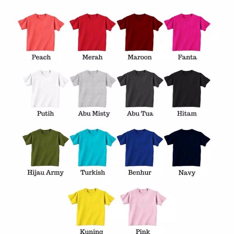 Kaos polos bayi PREMIUM  SNI (0-24 Bulan) // Tee Shirt Anak //atasan bayi