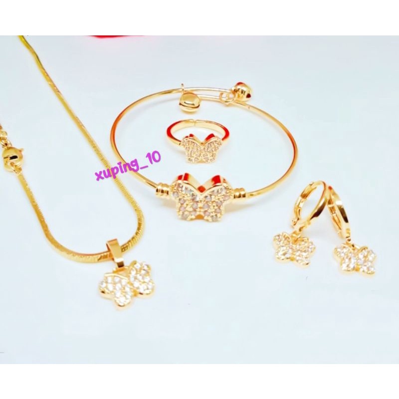 Spa28- Kalung Set Anak 4in1 Anting Fashion Wanita Aksesoris Perhiasan