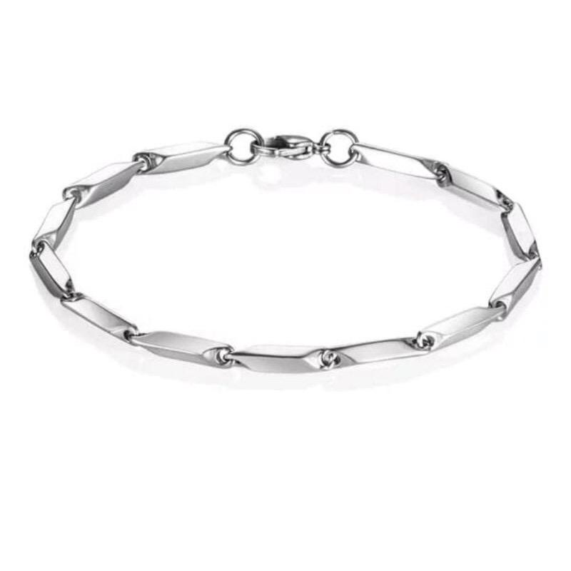 GELANG PRIA DAN WANITA PADI SILVER SIMPLE TITANIUM 316L