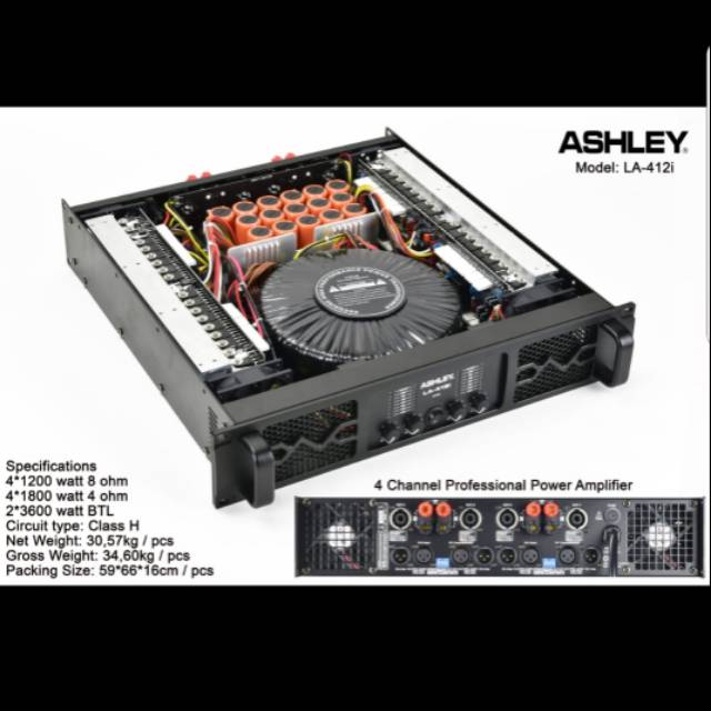 Power amplifier ashley LA412i/LA 412i 4 channel original garansi