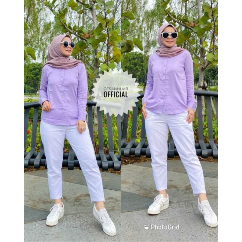 SET KEMEJA CESAN POLOS UNGU BY. CESAN HIJAB