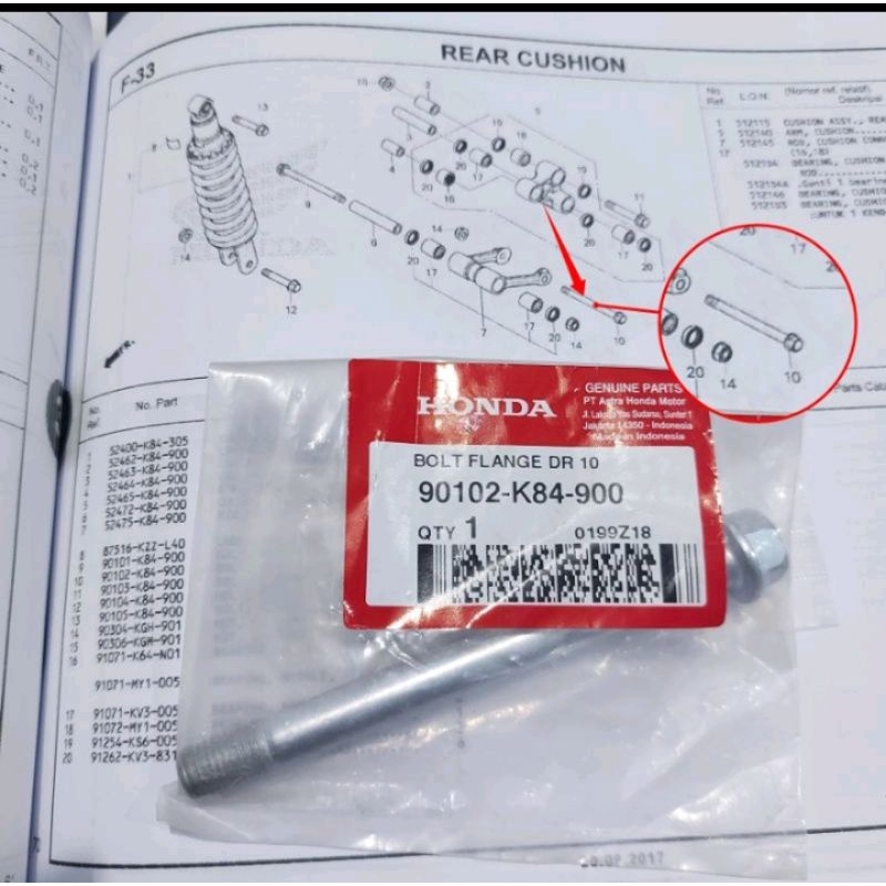 Baut arm unitrack honda CRF 150 original