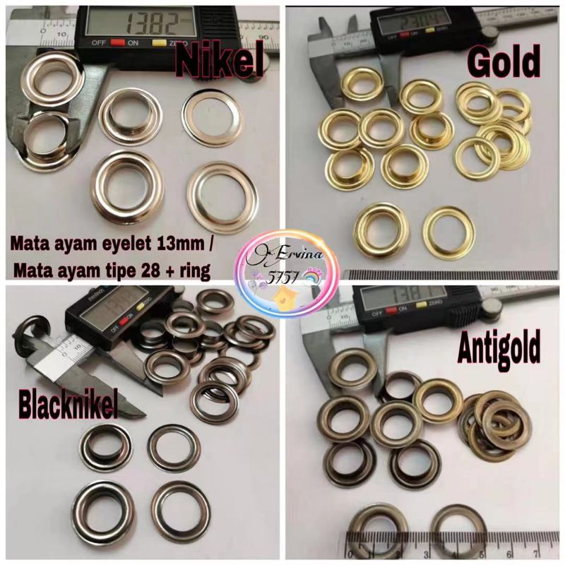 mata ayam eyelet 13mm / mata ayam 28 + ring / 5gross