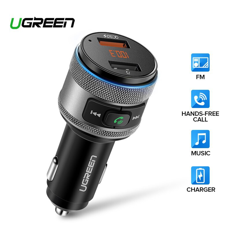 GRATIS ONGKIR Ugreen USB Car Charger Bluetooth FM Transmitter QC Quick 3.0 Charge Fast Charger for
