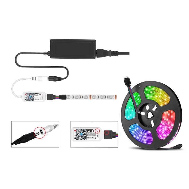 Mini Wifi Controller + 24Key IR Remote Lampu LED RGB